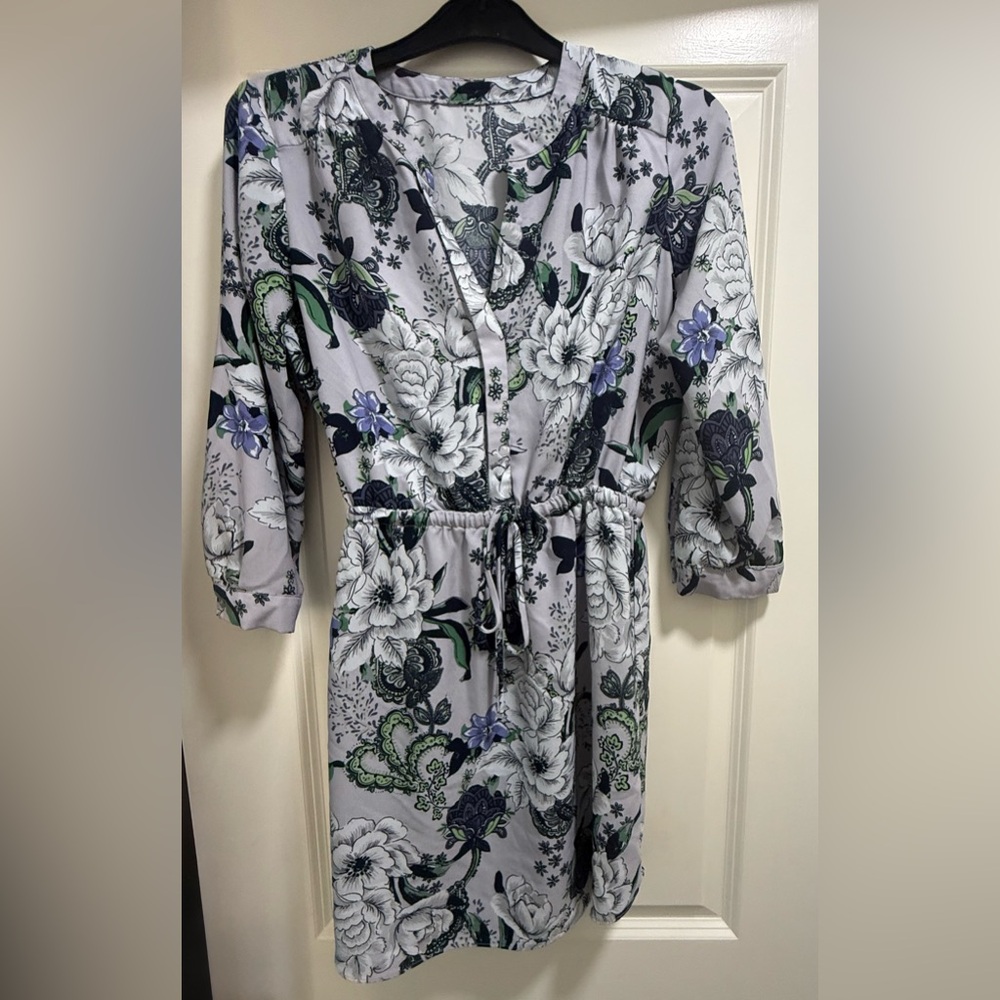 Loft women’s Floral Print Dress with Drawstring Waist